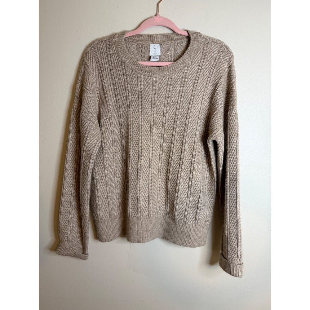 Joie Womens XL Oatmeal Textured Knit Sweater Grandpacore Cozy Neutral